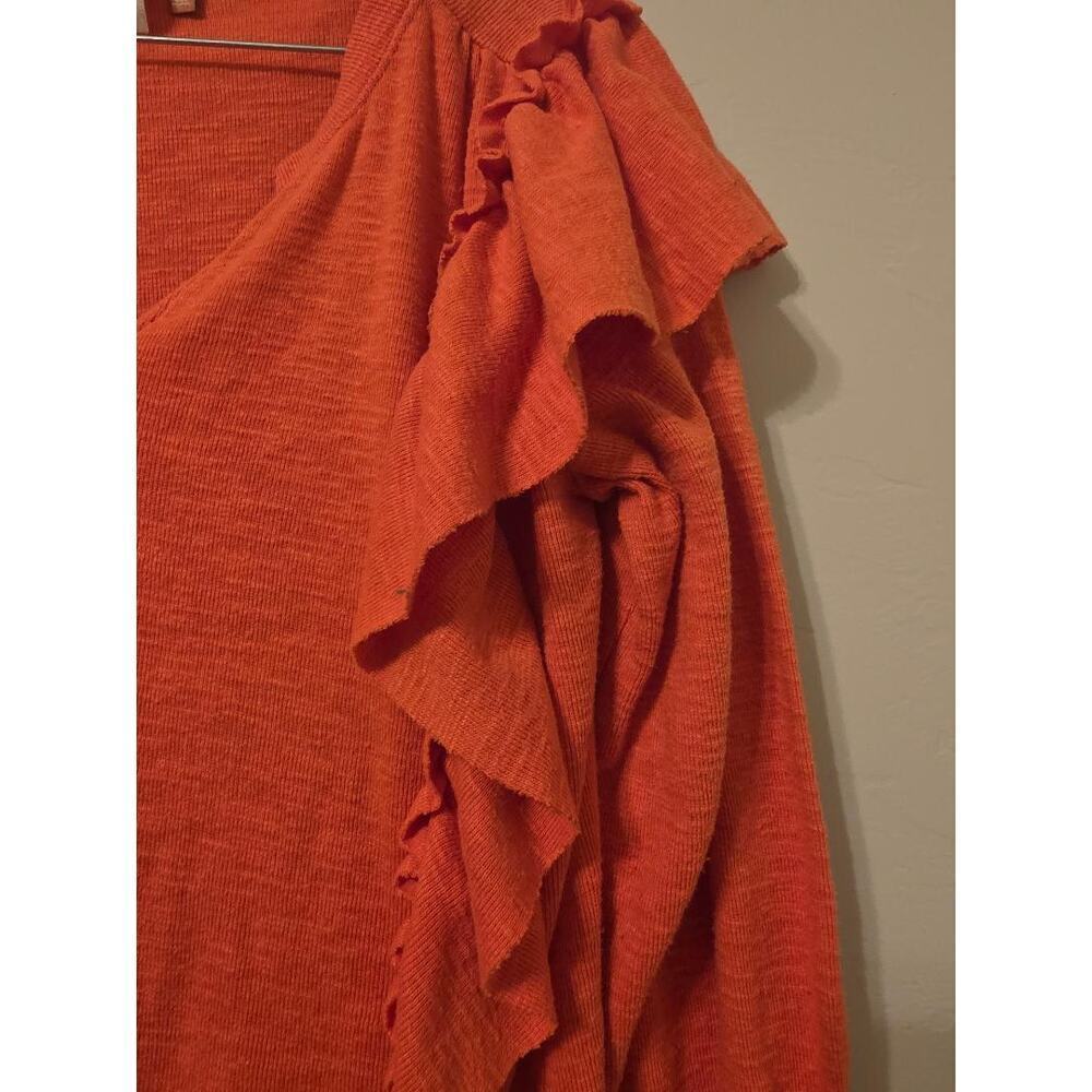 π Pilcro Ruffle Knit V-Neck Top β Small - Picture 3 of 7